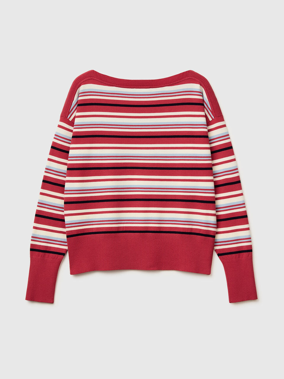 STRIPED BOAT NECK SWEATER