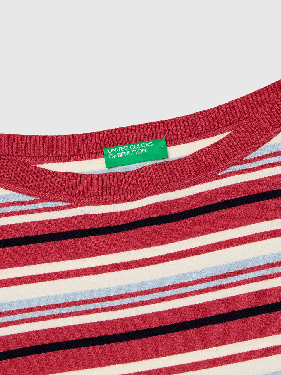 STRIPED BOAT NECK SWEATER