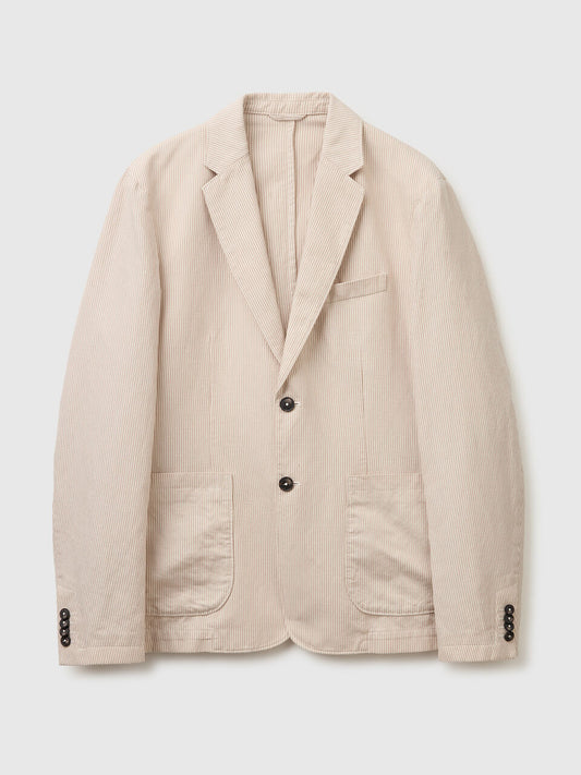 SINGLE-BREASTED LINEN BLEND BLAZER