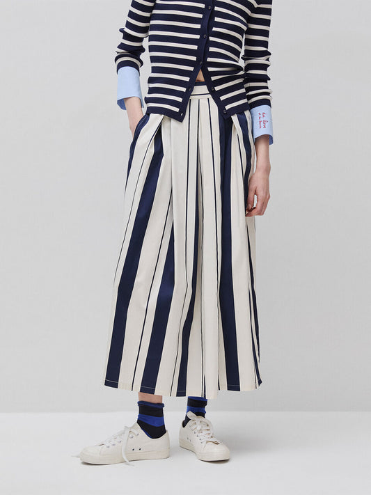 STRIPED SATIN MIDI SKIRT
