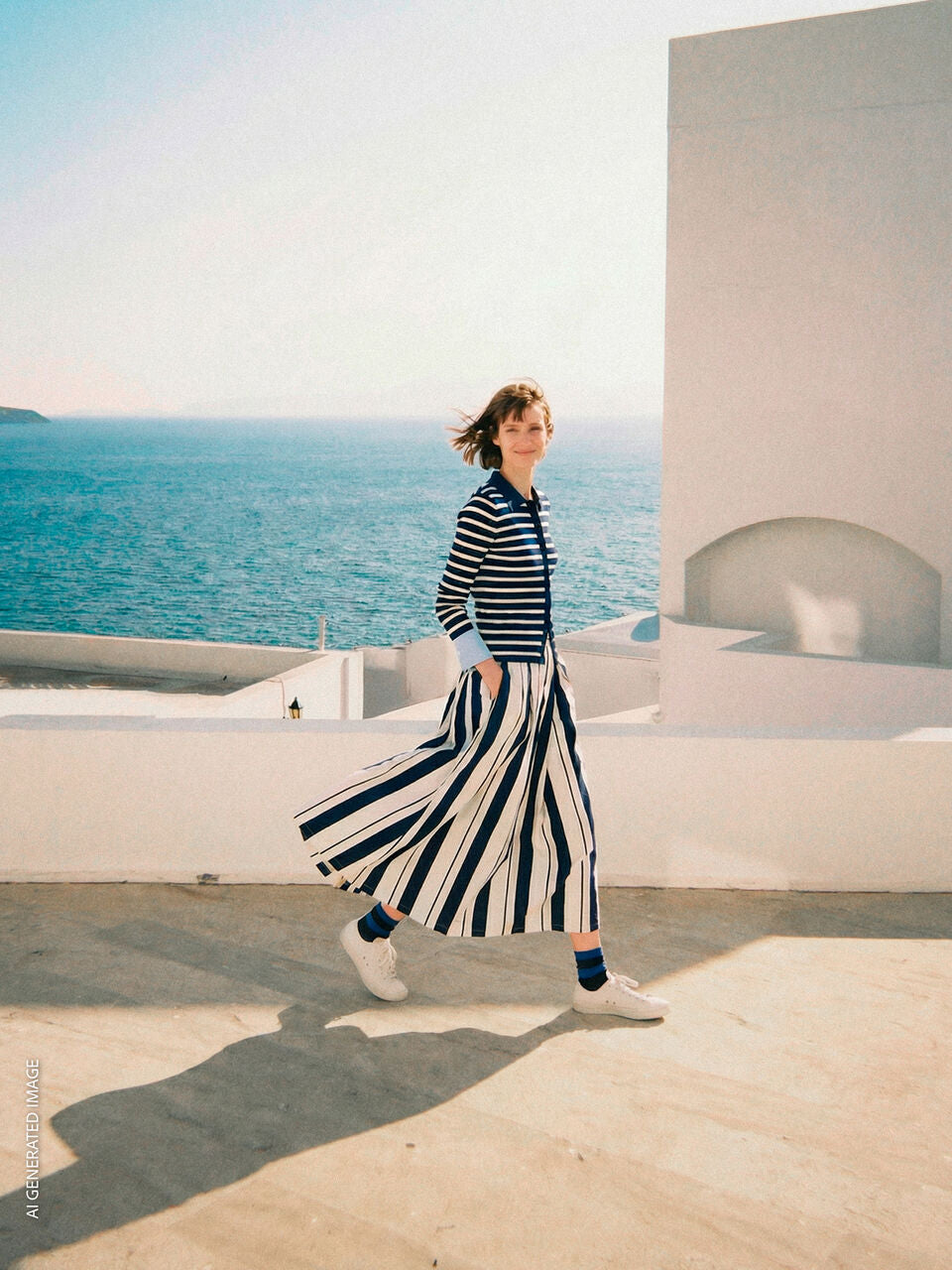 STRIPED SATIN MIDI SKIRT