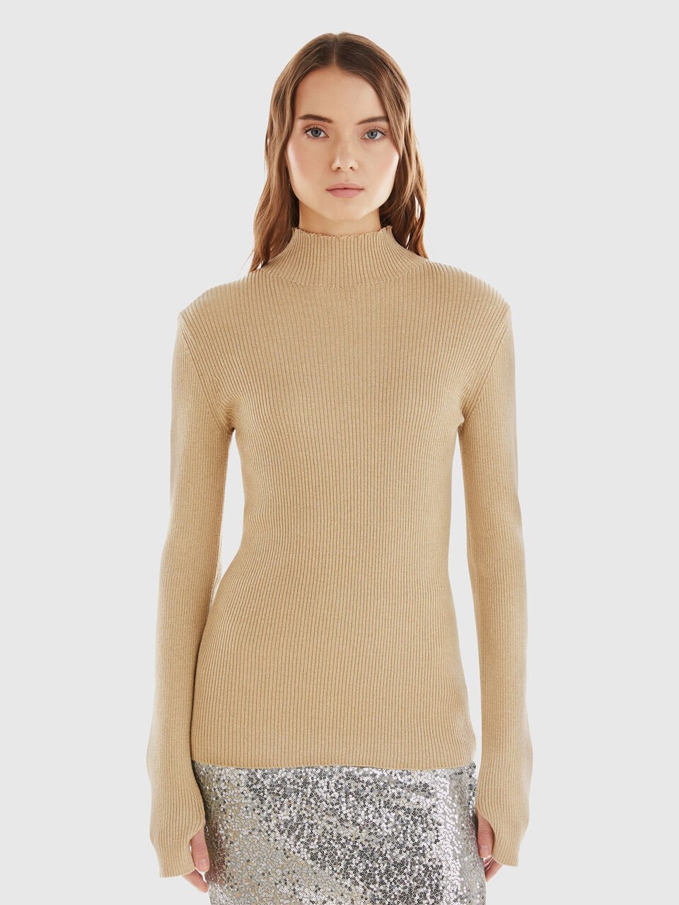 FITTED TURTLENECK SWEATER WITH LUREX