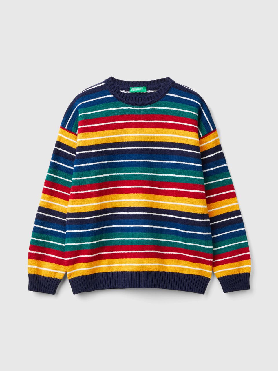 STRIPED SWEATER IN WOOL AND COTTON BLEND