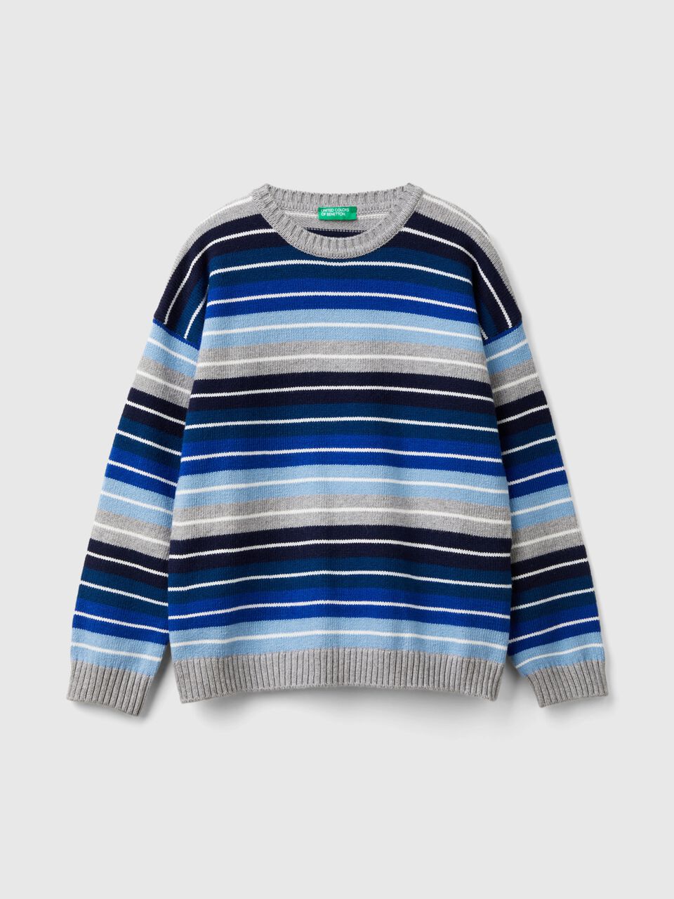 STRIPED SWEATER IN WOOL AND COTTON BLEND