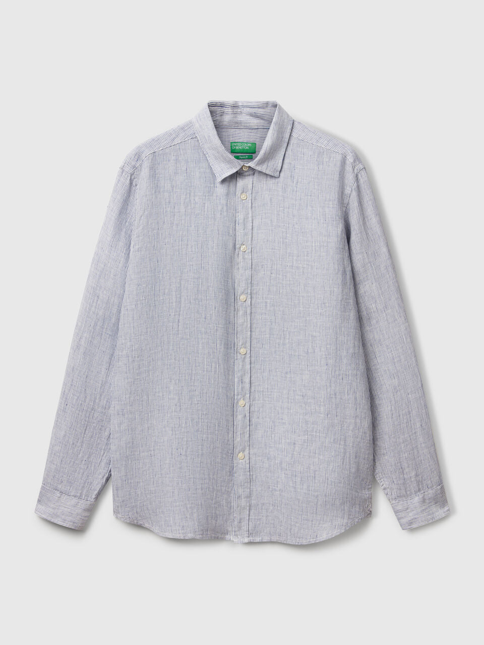 MIDNIGHT BLUE PATTERNED SHIRT IN PURE LINEN