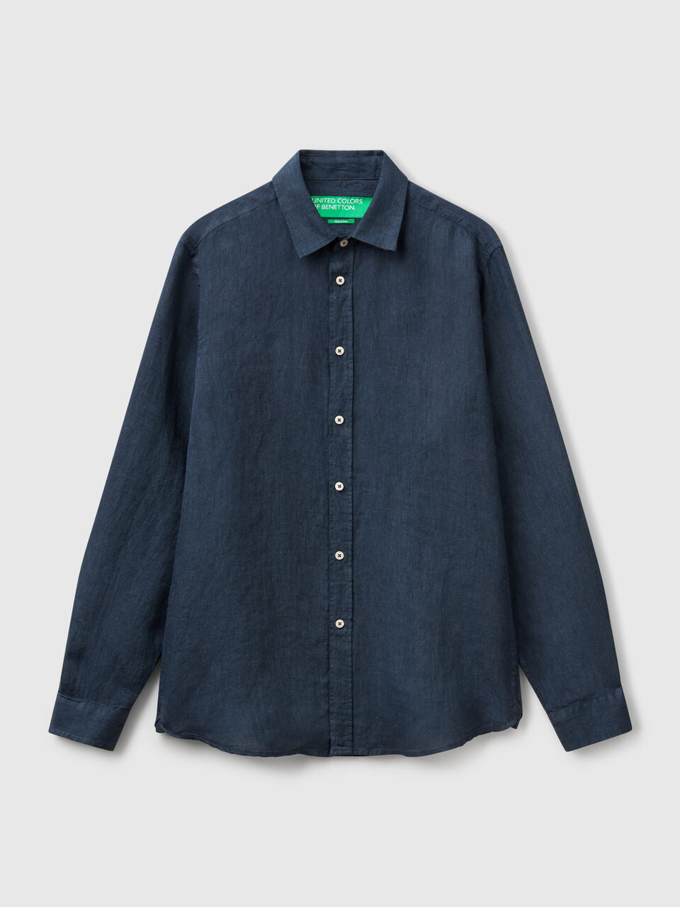 MIDNIGHT BLUE PATTERNED SHIRT IN PURE LINEN