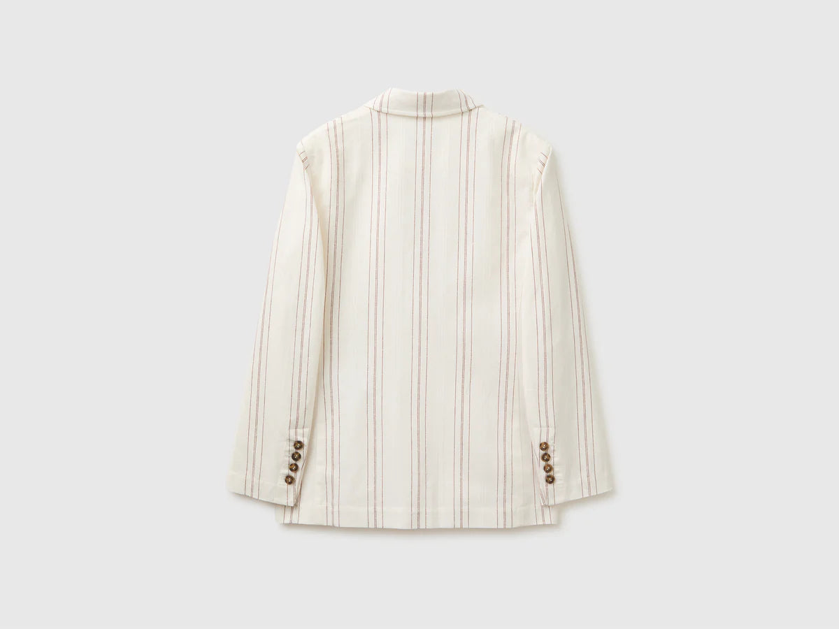 STRIPED LINEN BLEND BLAZER