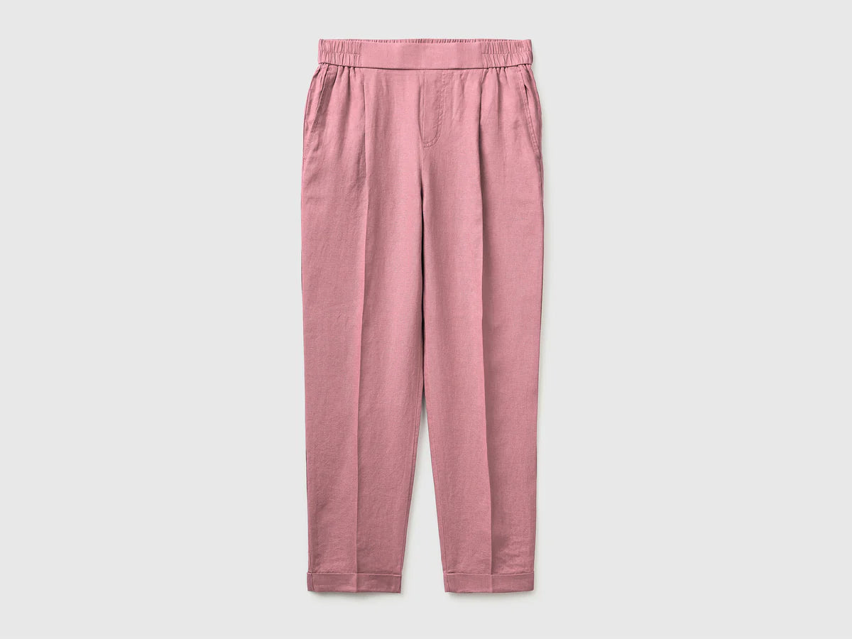 100% LINEN CIGARETTE TROUSERS