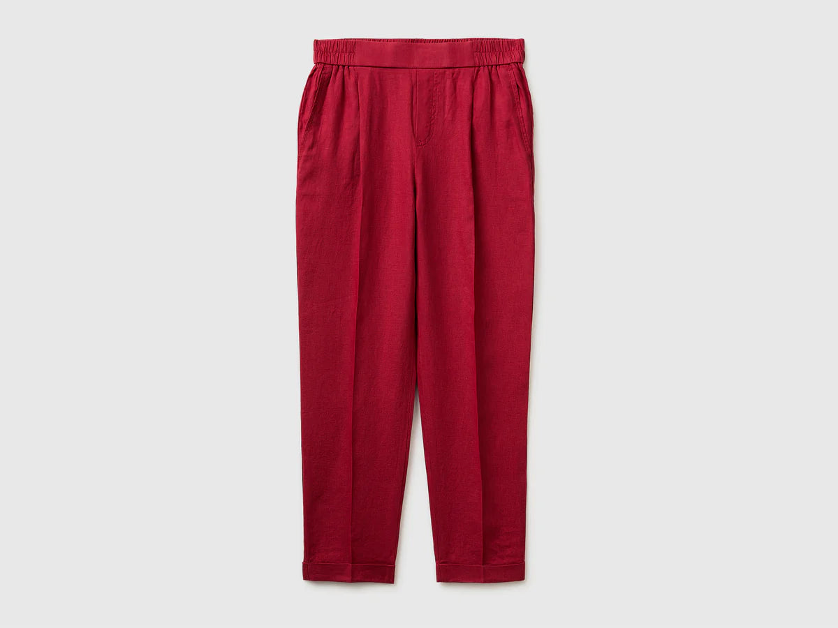 100% LINEN CIGARETTE TROUSERS