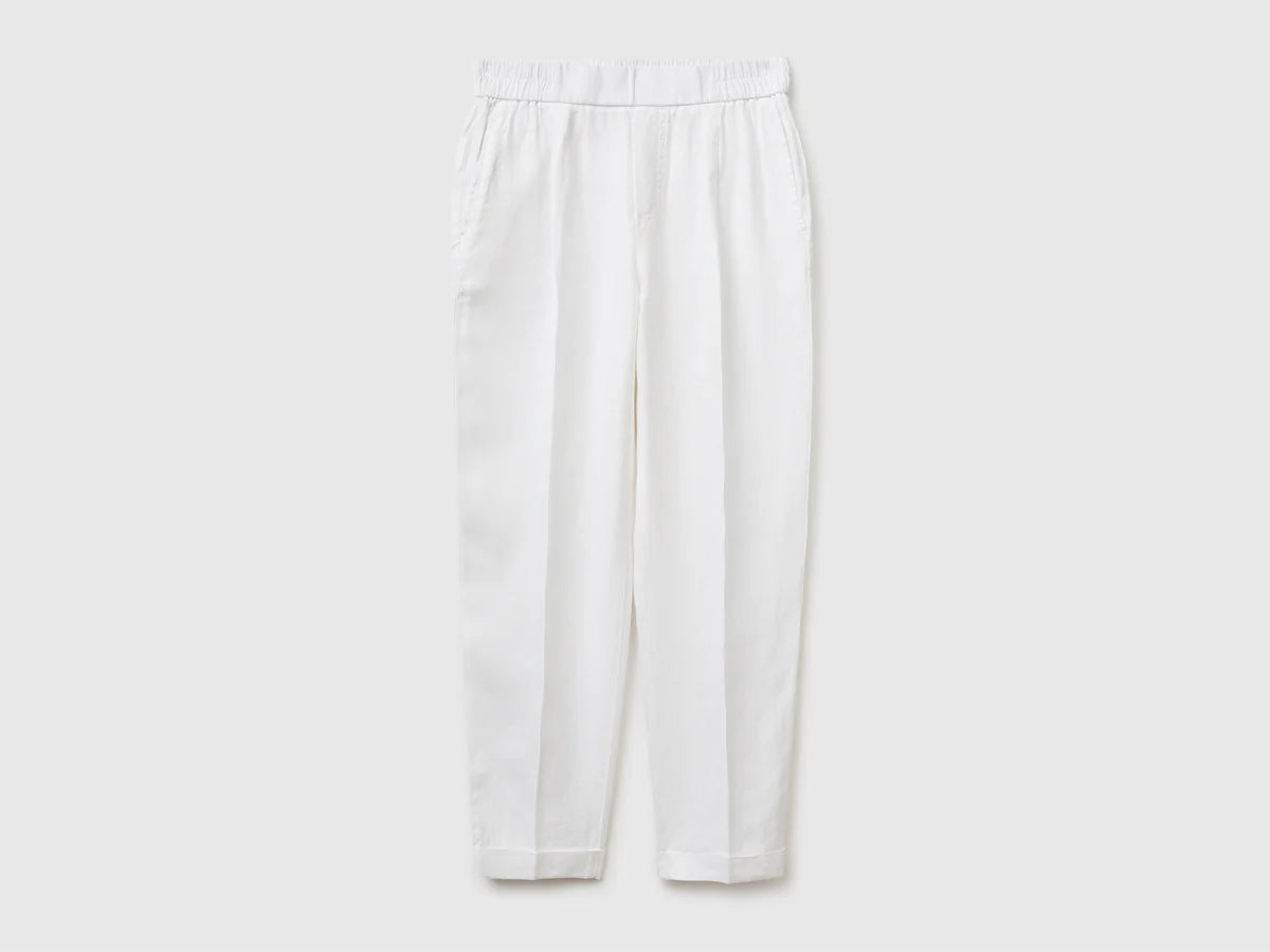 100% LINEN CIGARETTE TROUSERS