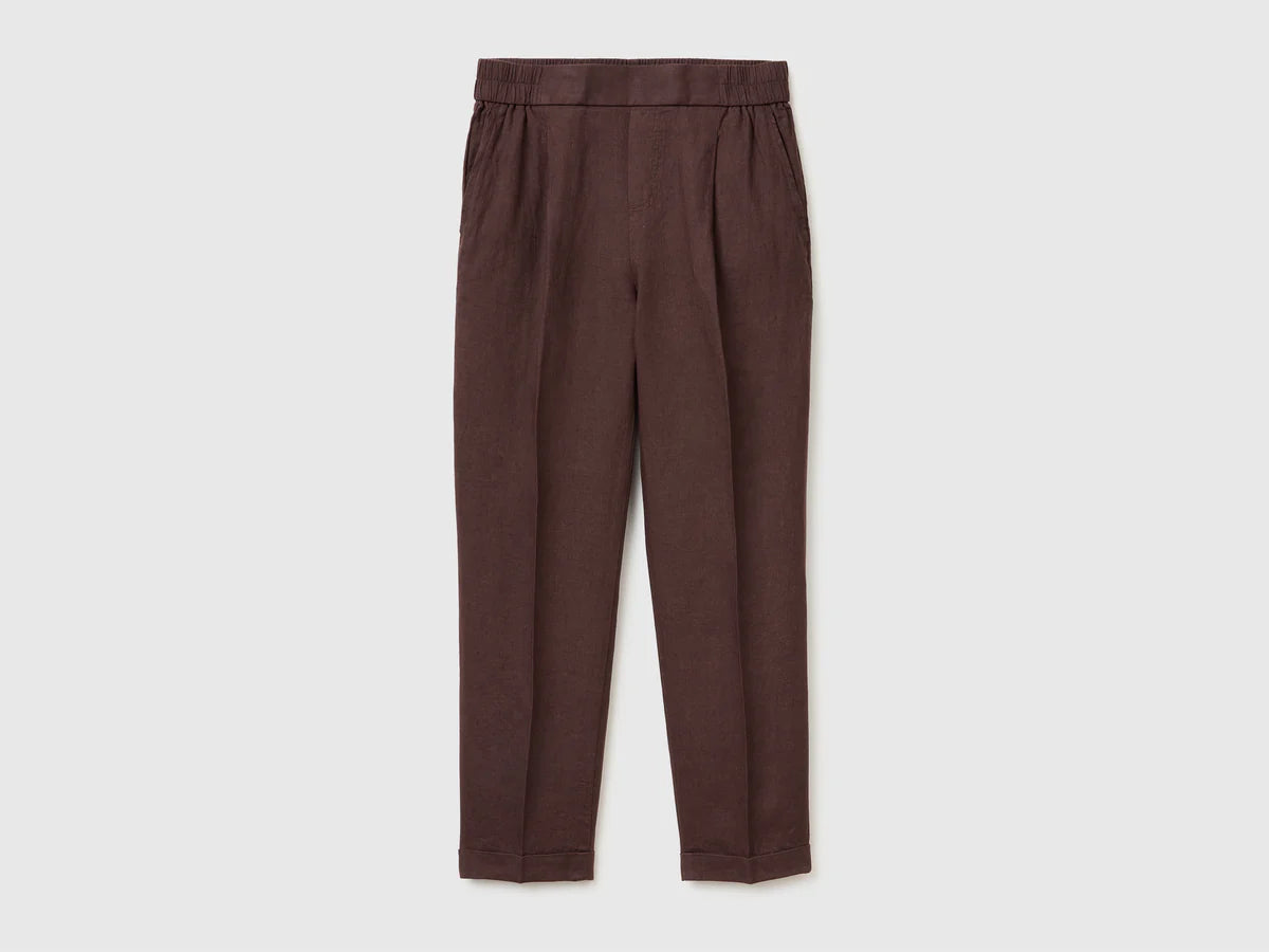 100% LINEN CIGARETTE TROUSERS