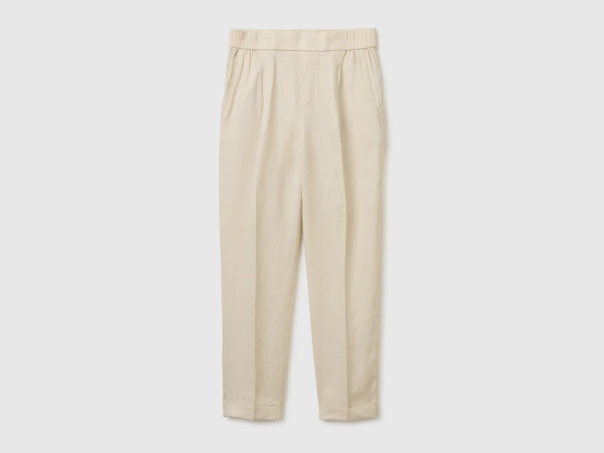100% LINEN CIGARETTE TROUSERS