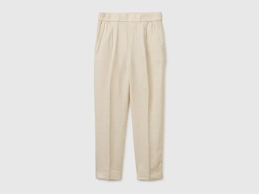 100% LINEN CIGARETTE TROUSERS