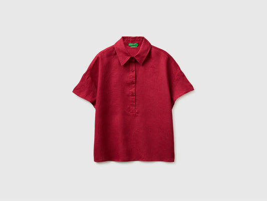 100% LINEN SHORT-SLEEVED BLOUSE