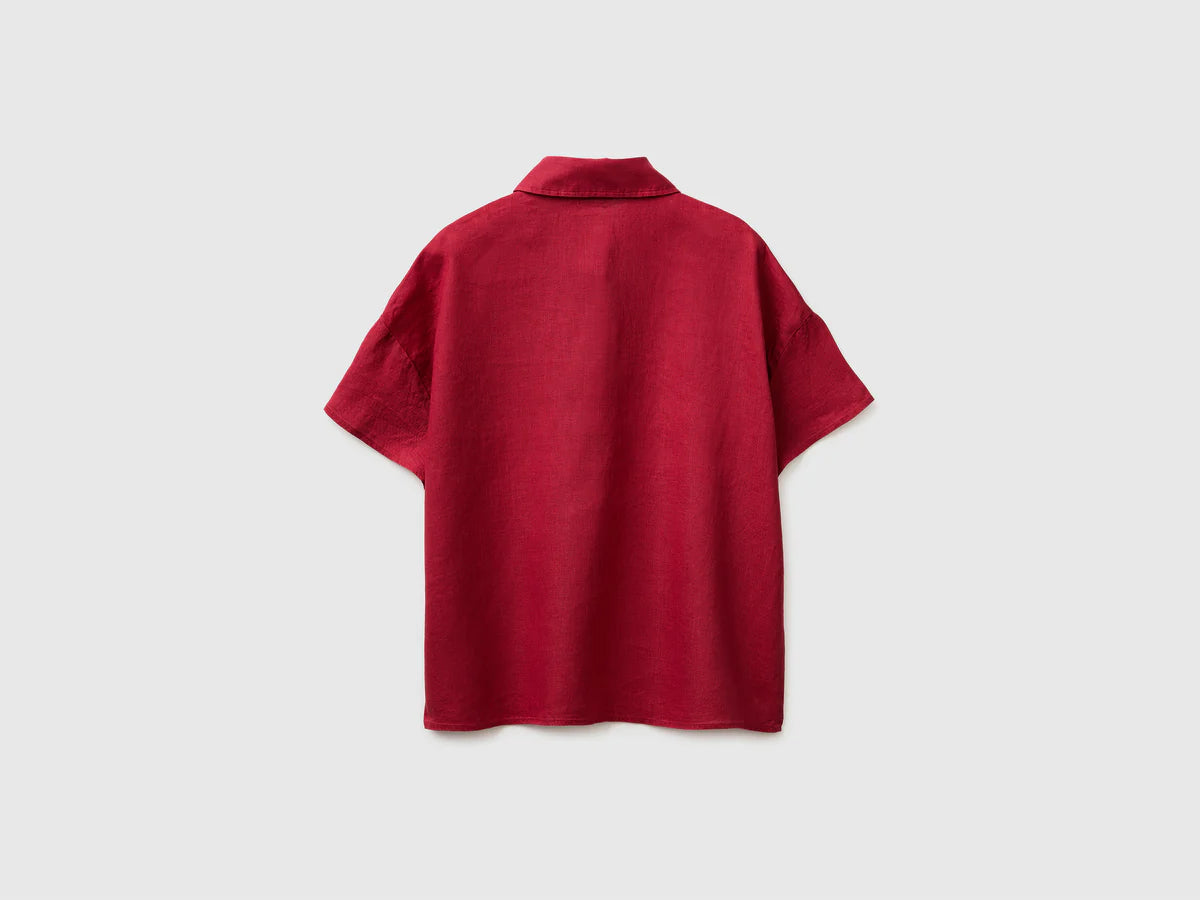 100% LINEN SHORT-SLEEVED BLOUSE