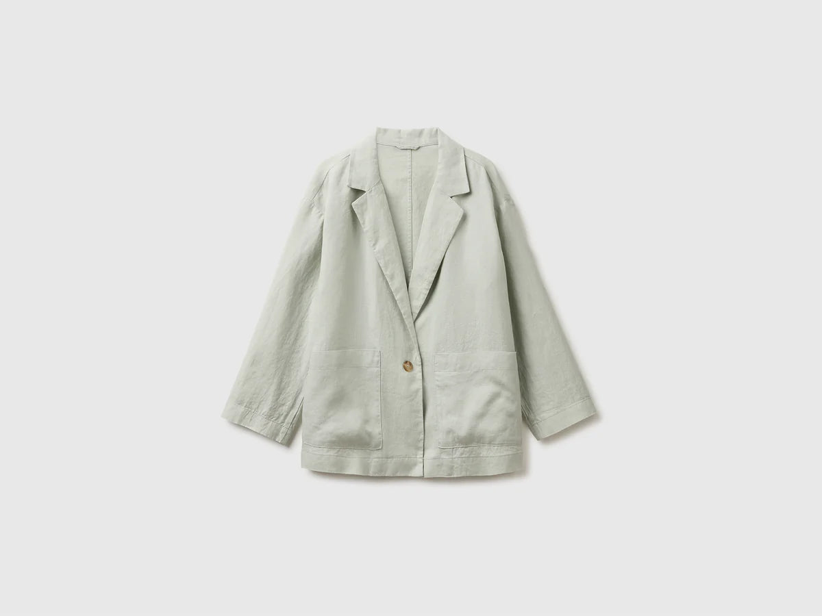 100% LINEN SINGLE-BREASTED BLAZER