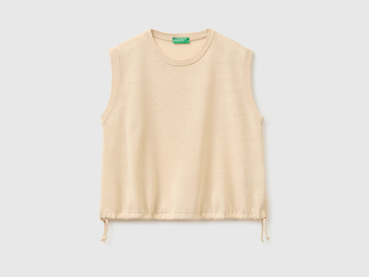 SLEEVELESS LINEN BLEND SWEATER