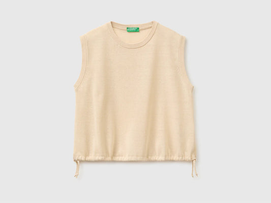 SLEEVELESS LINEN BLEND SWEATER