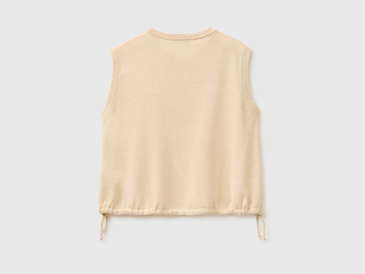 SLEEVELESS LINEN BLEND SWEATER