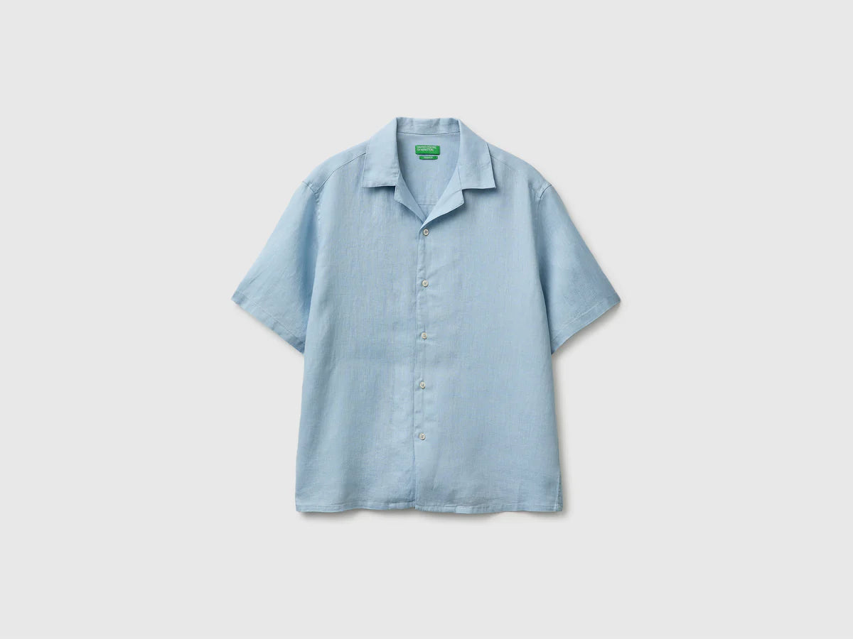 100% LINEN SHORT-SLEEVED SHIRT