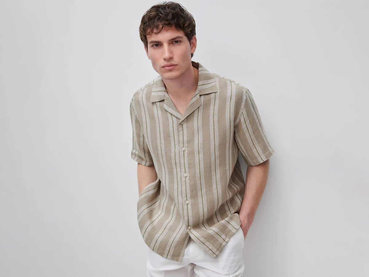 100% LINEN SHORT-SLEEVED SHIRT