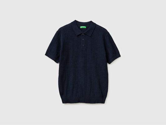 TEXTURED LINEN BLEND POLO SHIRT
