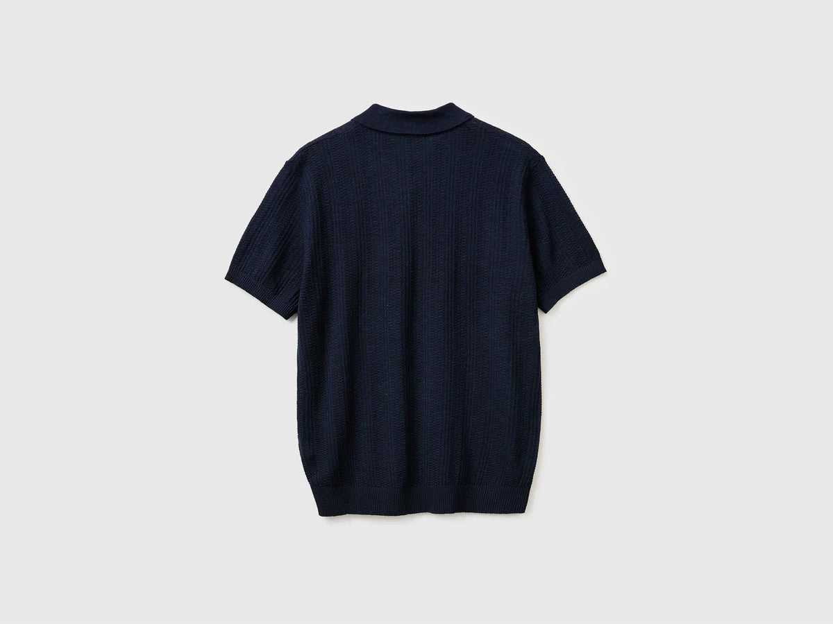 TEXTURED LINEN BLEND POLO SHIRT