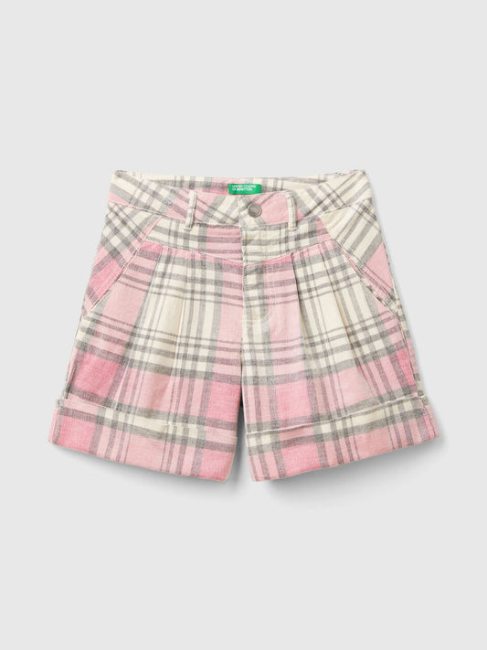 TARTAN VELVET BERMUDAS