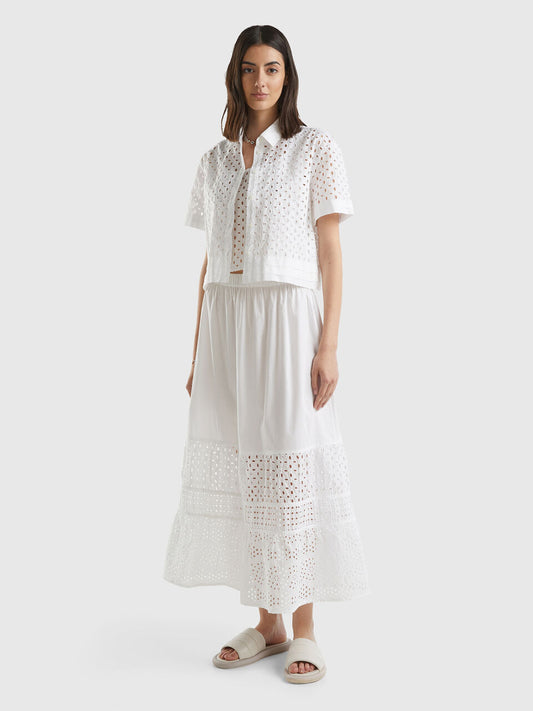 SKIRT WITH BRODERIE ANGLAISE