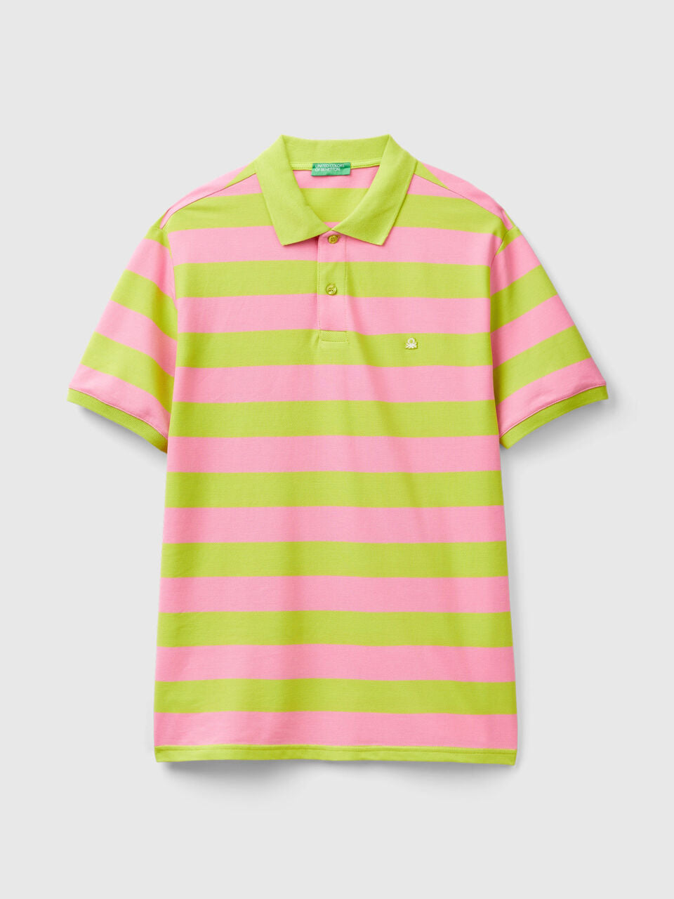 POLO WITH PINK AND LIME YELLOW STRIPES