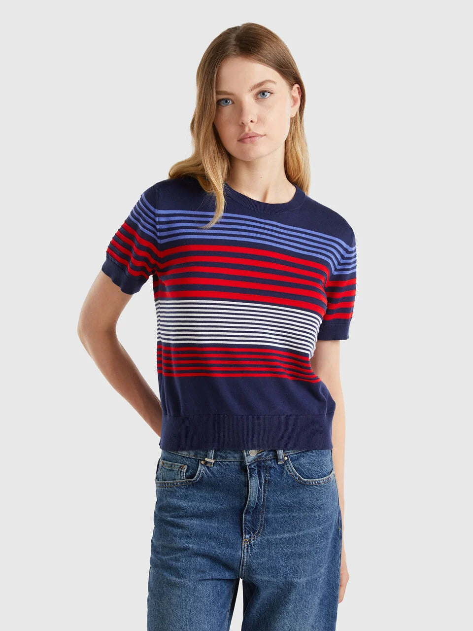 SHORT SLEEVE TOP WITH STRIPES