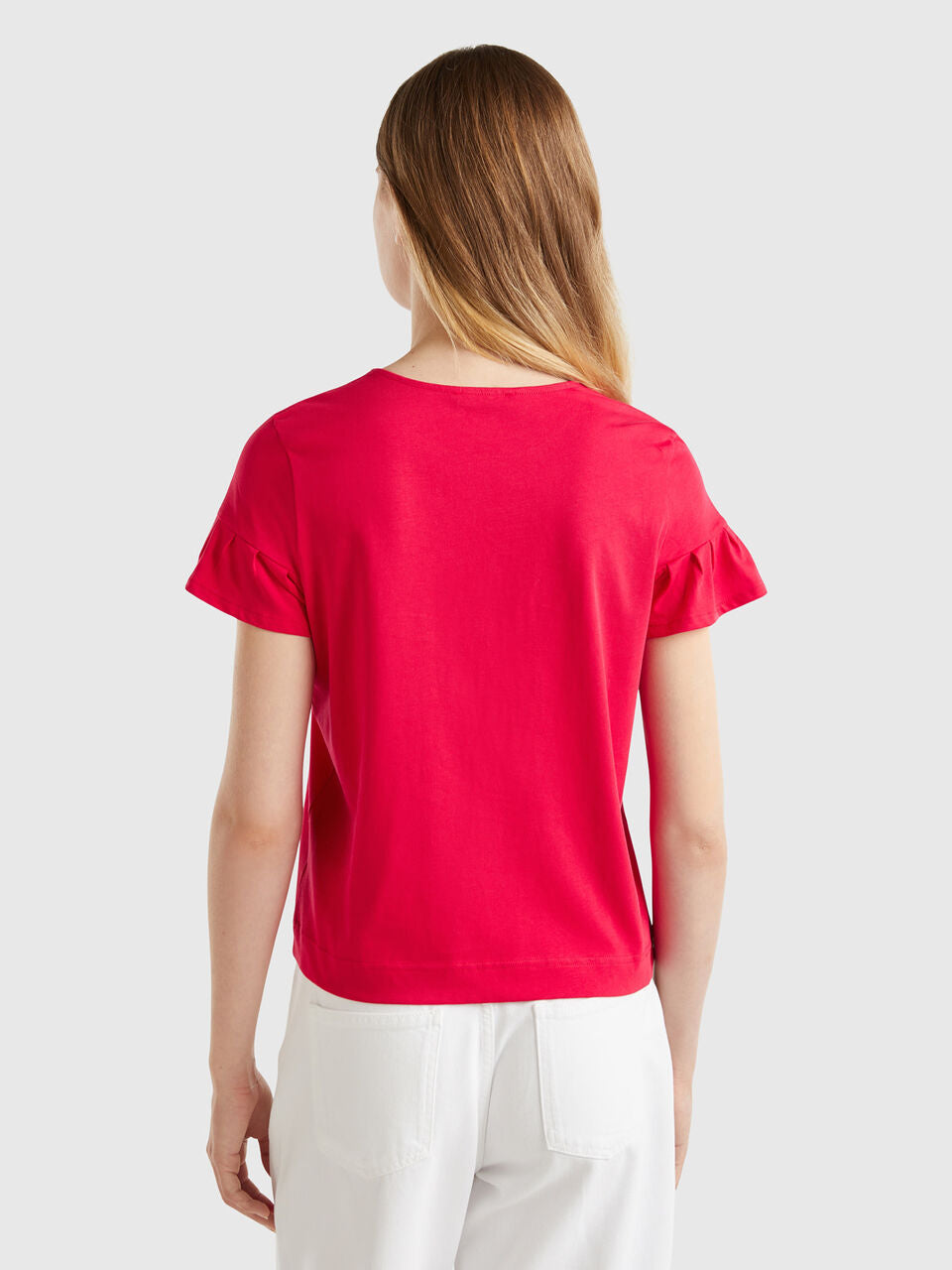 T-SHIRT WITH RUFFLED SLEEVES