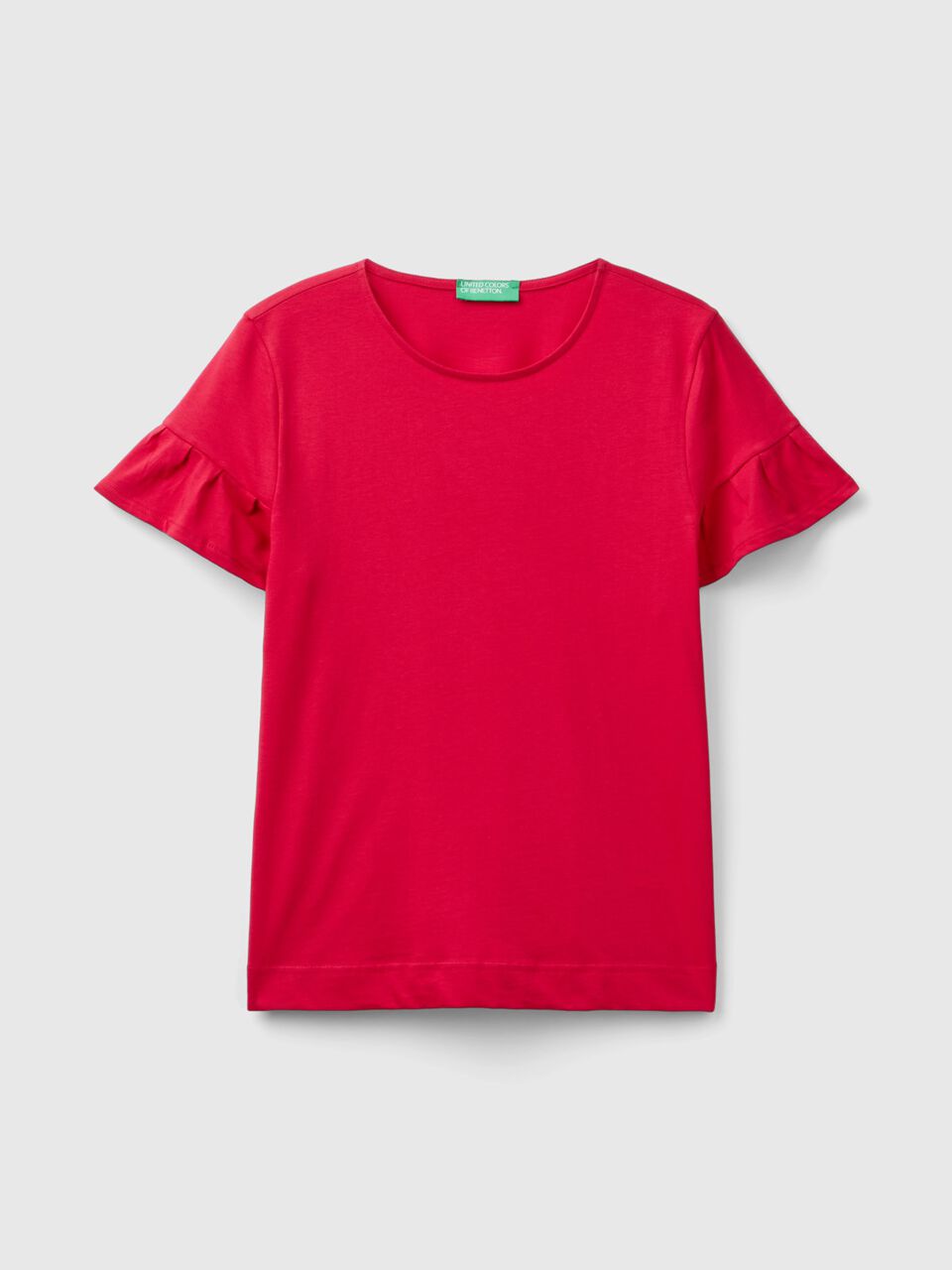 T-SHIRT WITH RUFFLED SLEEVES