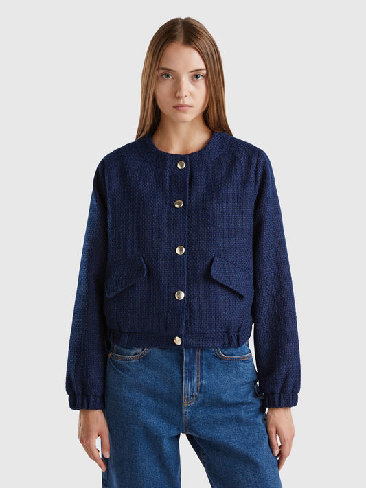 BOMBER JACKET WITH BOUCLÉ LOOK