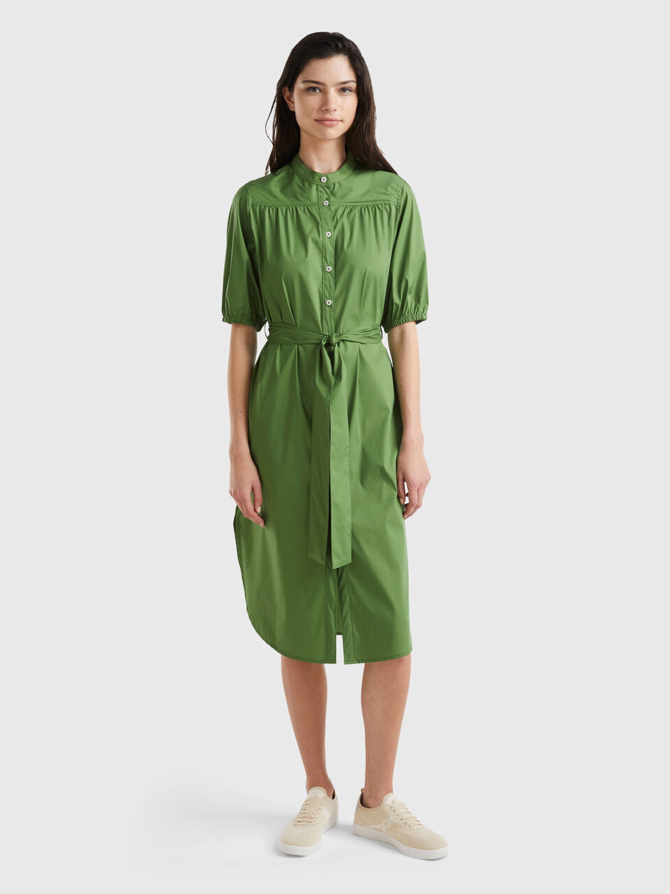 MIDI SHIRT DRESS WITH SASH