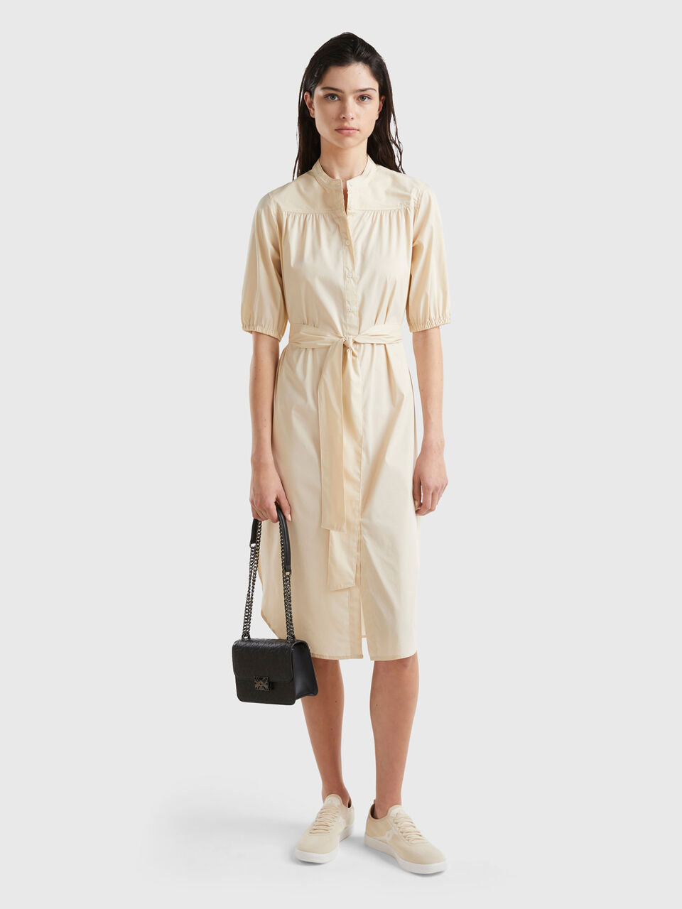 MIDI SHIRT DRESS WITH SASH