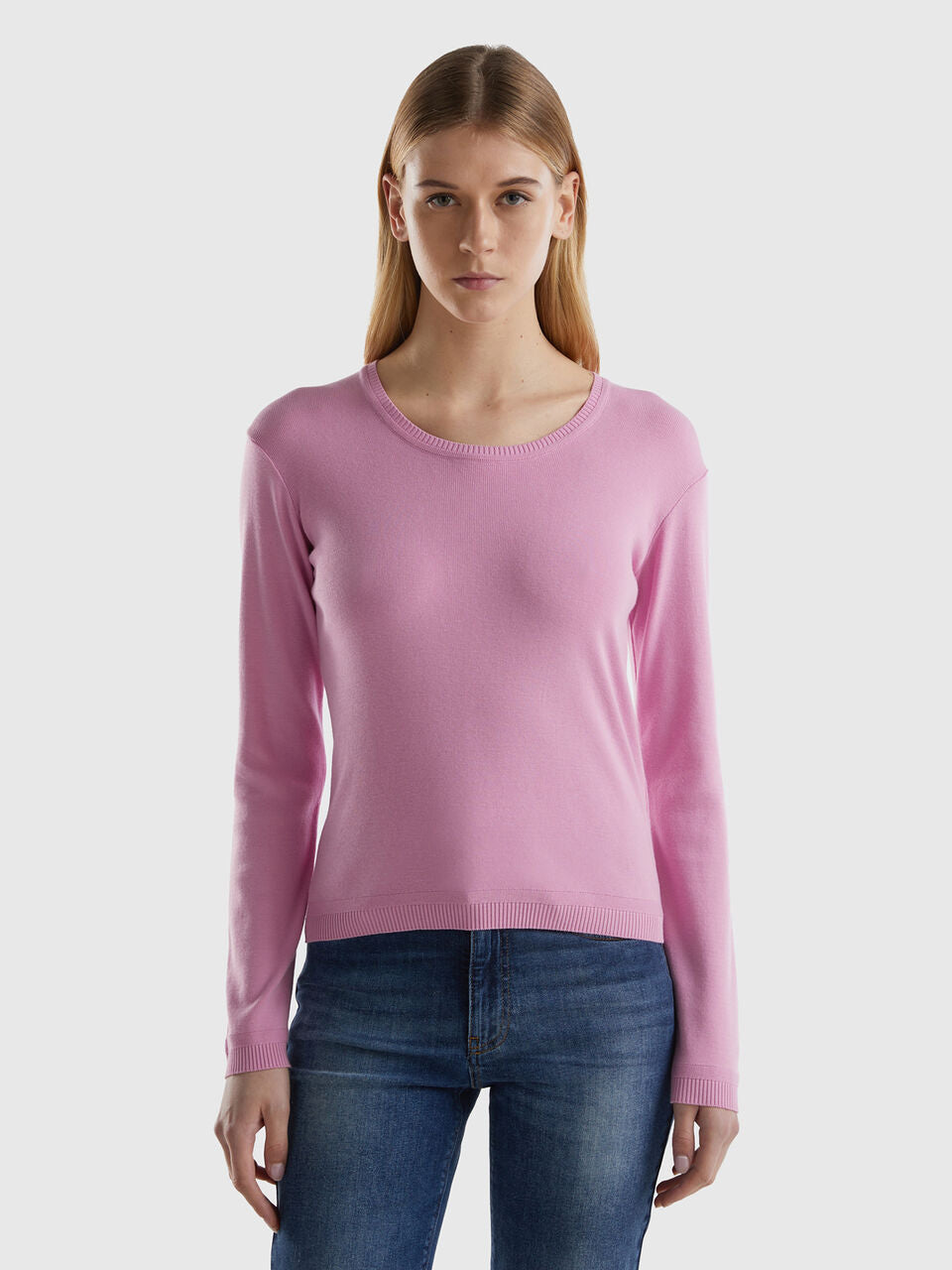 CREW NECK SWEATER IN PURE COTTON