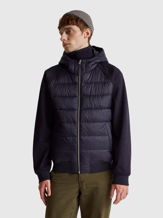 REGULAR FIT JACKET IN NYLON AND KNIT FABRIC