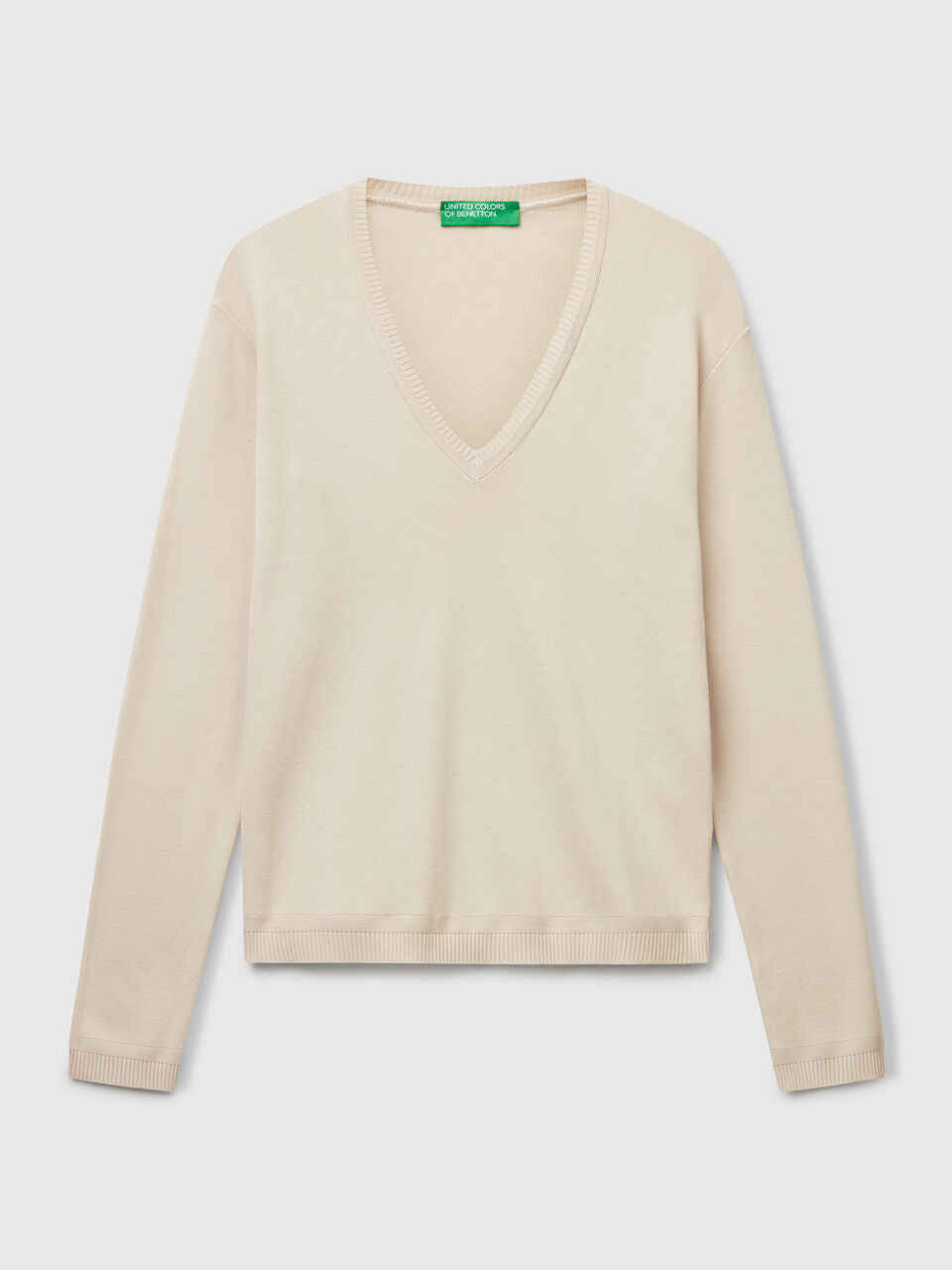 SWEATER WITH V-NECK IN PURE COTTON